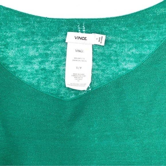 Vince Woman LINEN Green Pullover 3/4 Sleeve Shirt Size S/P - Picture 9 of 13